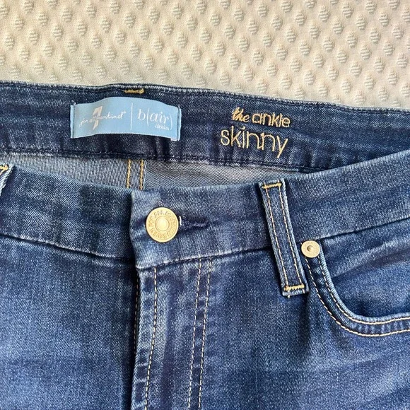 7 For All Mankind B(air) High Waist Ankle Skinny Jeans 32 14 Raw Hem Duchess - Picture 6 of 7